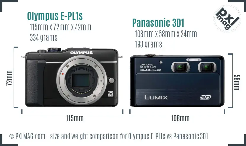 Olympus E-PL1s vs Panasonic 3D1 size comparison