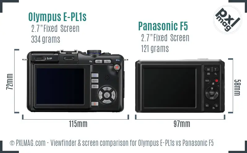 Olympus E-PL1s vs Panasonic F5 Screen and Viewfinder comparison