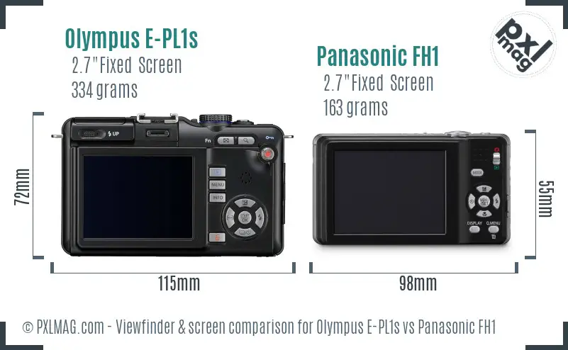 Olympus E-PL1s vs Panasonic FH1 Screen and Viewfinder comparison