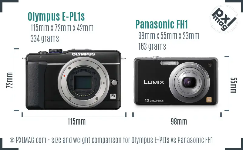 Olympus E-PL1s vs Panasonic FH1 size comparison