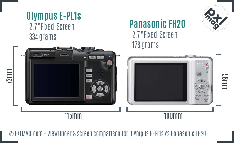 Olympus E-PL1s vs Panasonic FH20 Screen and Viewfinder comparison