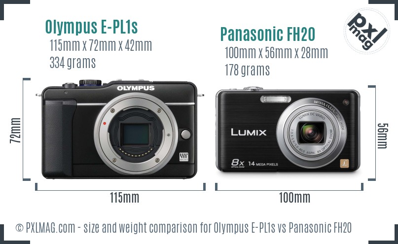 Olympus E-PL1s vs Panasonic FH20 size comparison