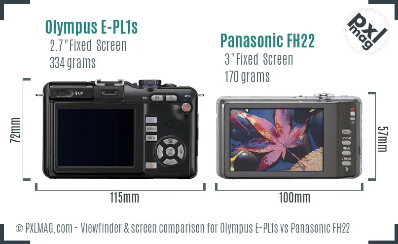 Olympus E-PL1s vs Panasonic FH22 Screen and Viewfinder comparison