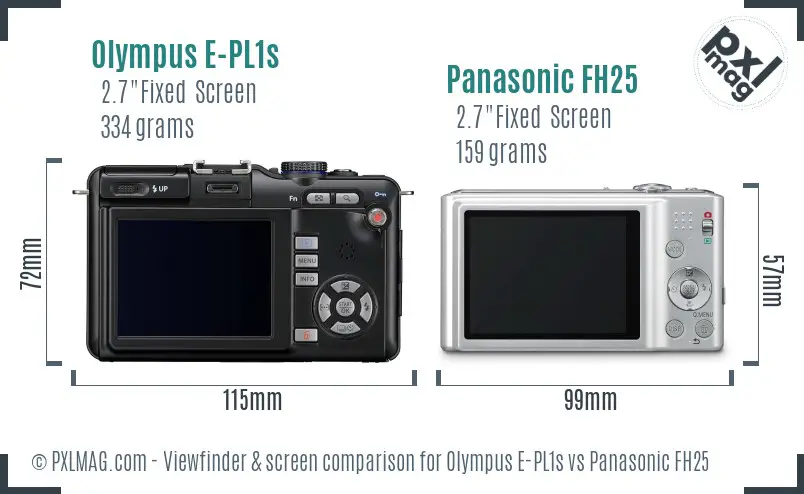 Olympus E-PL1s vs Panasonic FH25 Screen and Viewfinder comparison