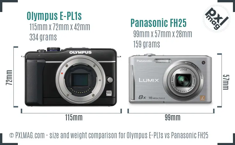 Olympus E-PL1s vs Panasonic FH25 size comparison