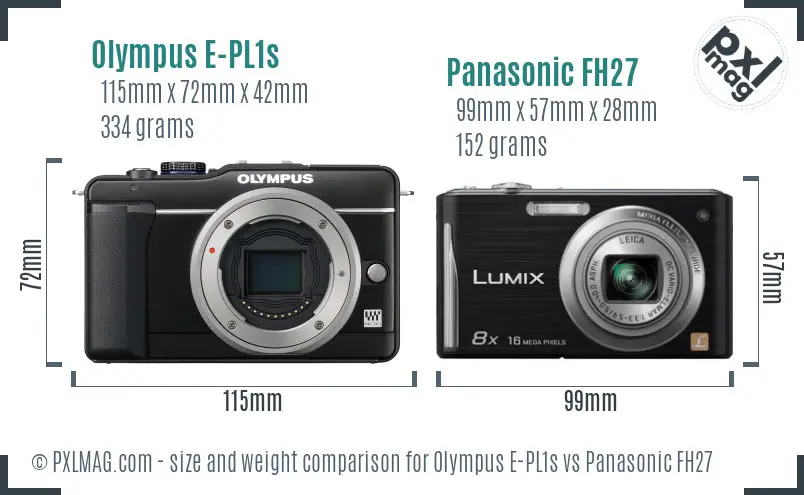 Olympus E-PL1s vs Panasonic FH27 size comparison