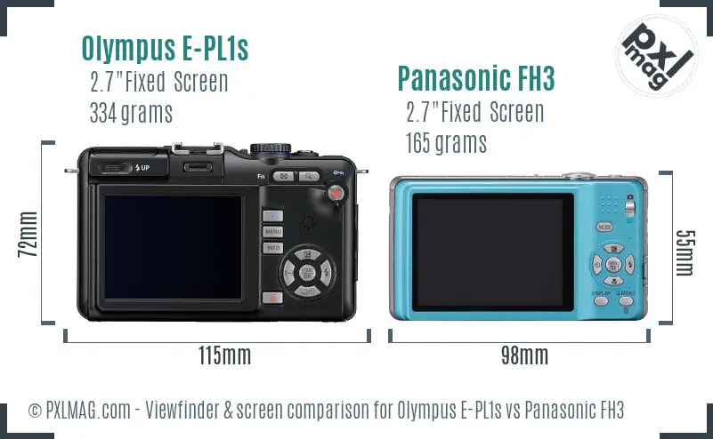 Olympus E-PL1s vs Panasonic FH3 Screen and Viewfinder comparison