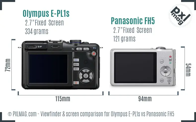 Olympus E-PL1s vs Panasonic FH5 Screen and Viewfinder comparison