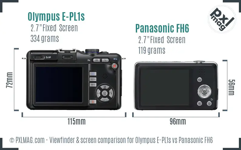 Olympus E-PL1s vs Panasonic FH6 Screen and Viewfinder comparison