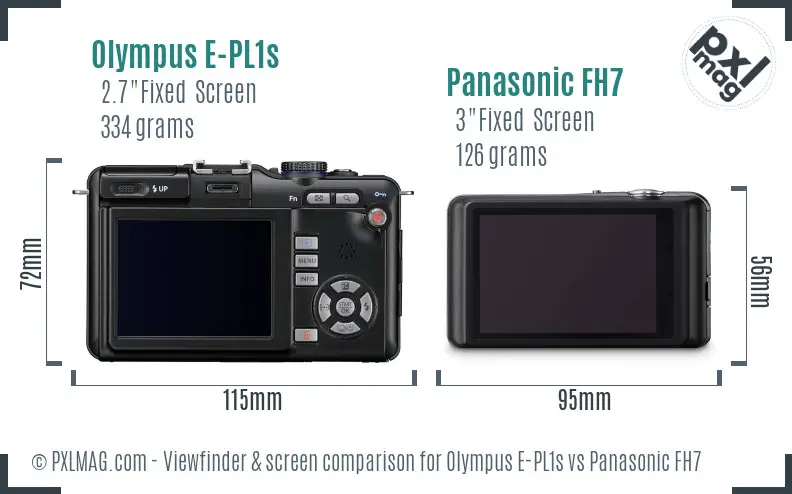Olympus E-PL1s vs Panasonic FH7 Screen and Viewfinder comparison