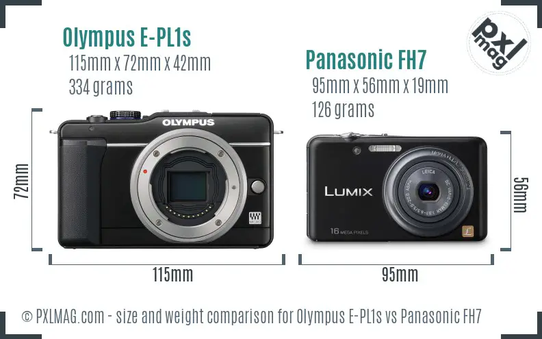 Olympus E-PL1s vs Panasonic FH7 size comparison