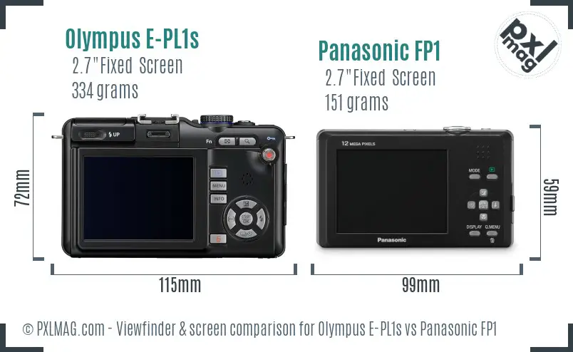 Olympus E-PL1s vs Panasonic FP1 Screen and Viewfinder comparison