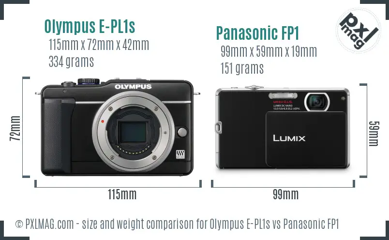 Olympus E-PL1s vs Panasonic FP1 size comparison