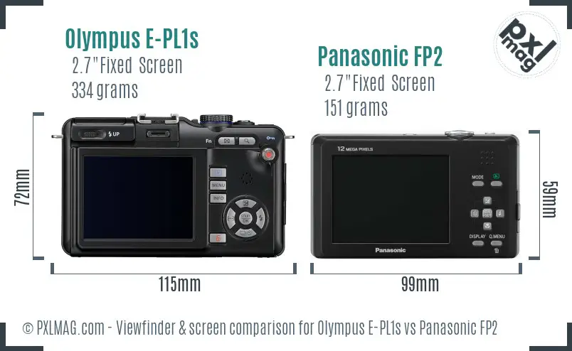 Olympus E-PL1s vs Panasonic FP2 Screen and Viewfinder comparison