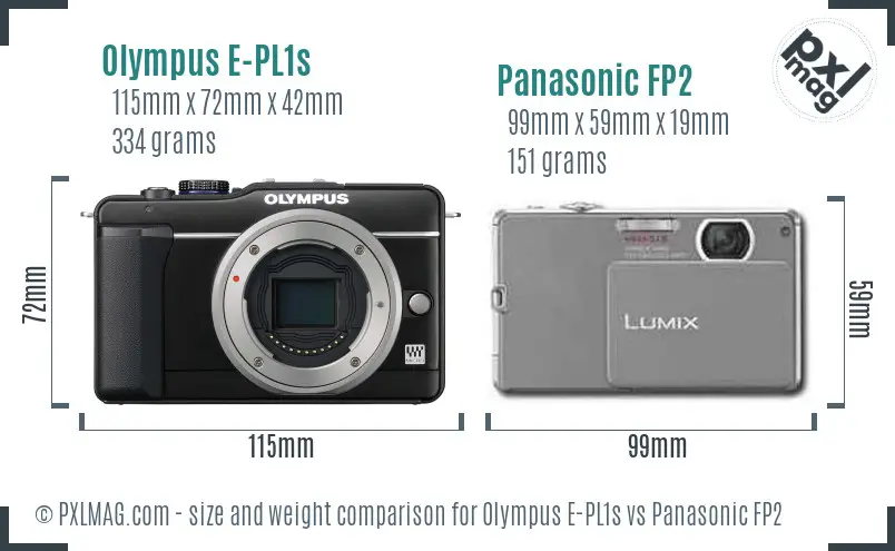 Olympus E-PL1s vs Panasonic FP2 size comparison