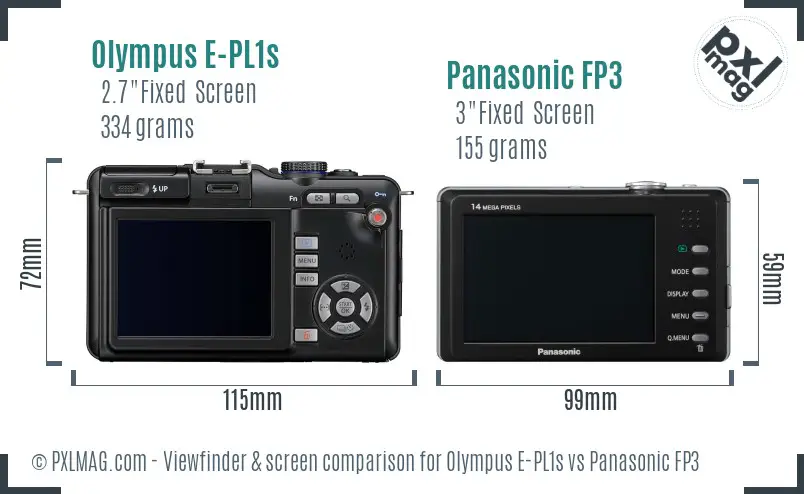 Olympus E-PL1s vs Panasonic FP3 Screen and Viewfinder comparison
