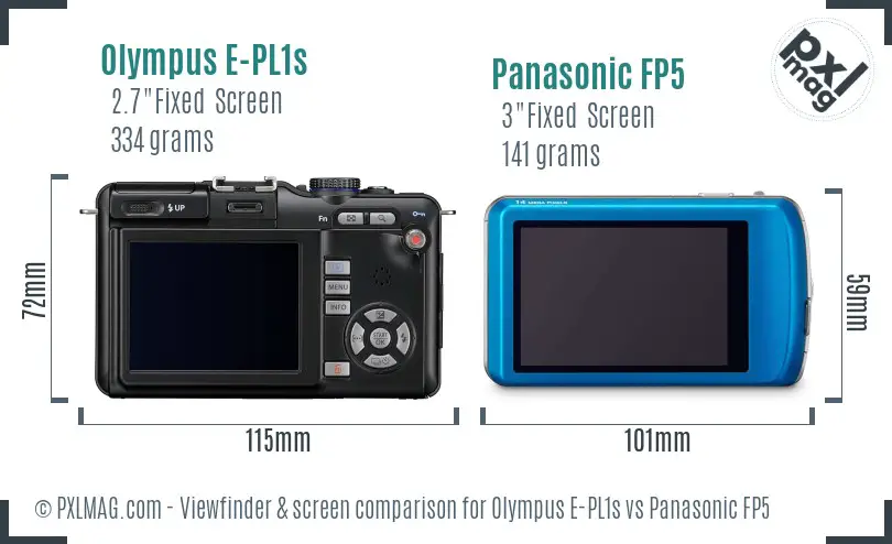 Olympus E-PL1s vs Panasonic FP5 Screen and Viewfinder comparison