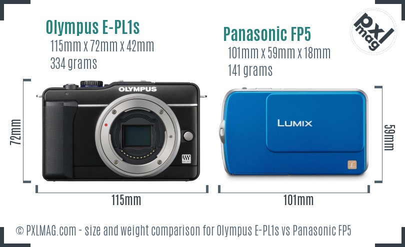 Olympus E-PL1s vs Panasonic FP5 size comparison