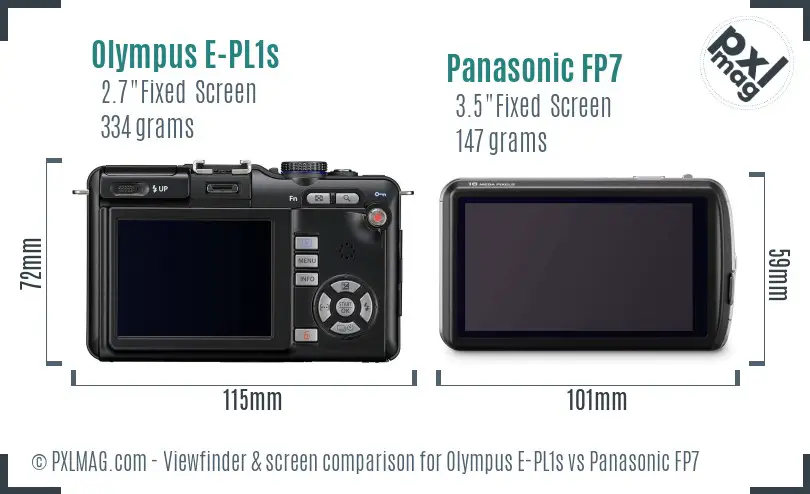 Olympus E-PL1s vs Panasonic FP7 Screen and Viewfinder comparison