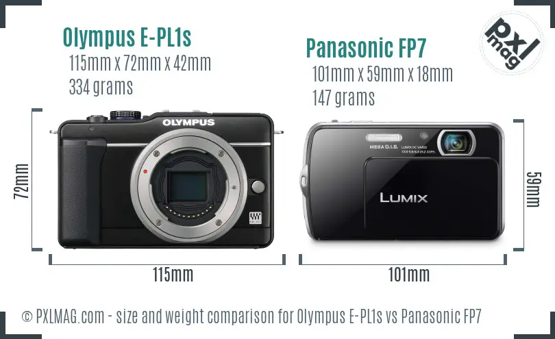 Olympus E-PL1s vs Panasonic FP7 size comparison