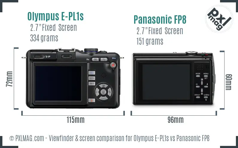 Olympus E-PL1s vs Panasonic FP8 Screen and Viewfinder comparison