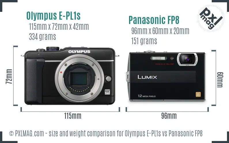 Olympus E-PL1s vs Panasonic FP8 size comparison