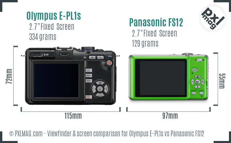 Olympus E-PL1s vs Panasonic FS12 Screen and Viewfinder comparison