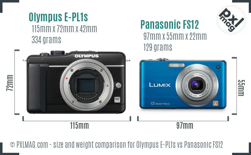 Olympus E-PL1s vs Panasonic FS12 size comparison