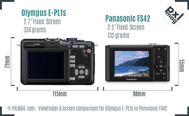 Olympus E-PL1s vs Panasonic FS42 Screen and Viewfinder comparison