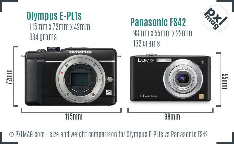 Olympus E-PL1s vs Panasonic FS42 size comparison