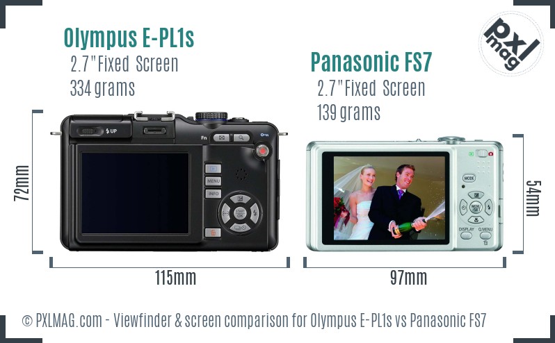 Olympus E-PL1s vs Panasonic FS7 Screen and Viewfinder comparison