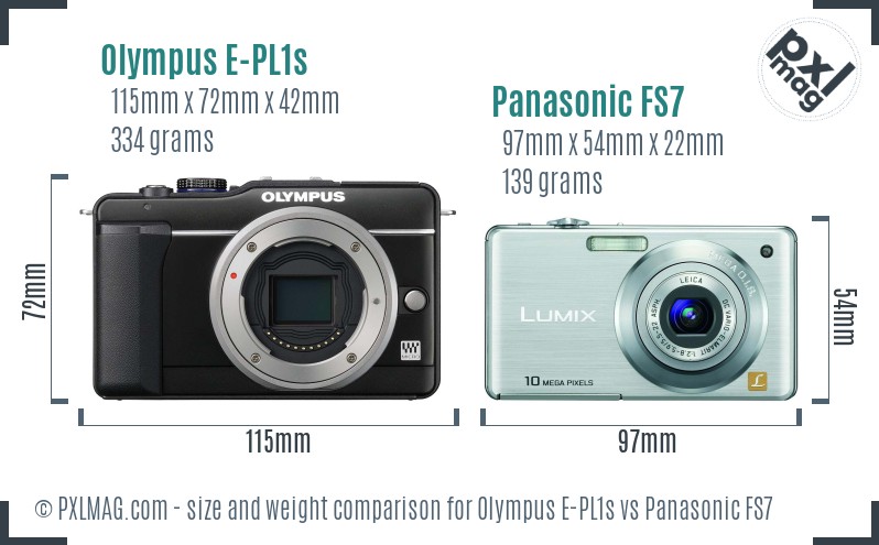 Olympus E-PL1s vs Panasonic FS7 size comparison