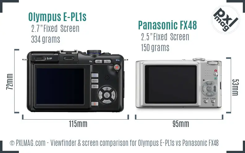 Olympus E-PL1s vs Panasonic FX48 Screen and Viewfinder comparison