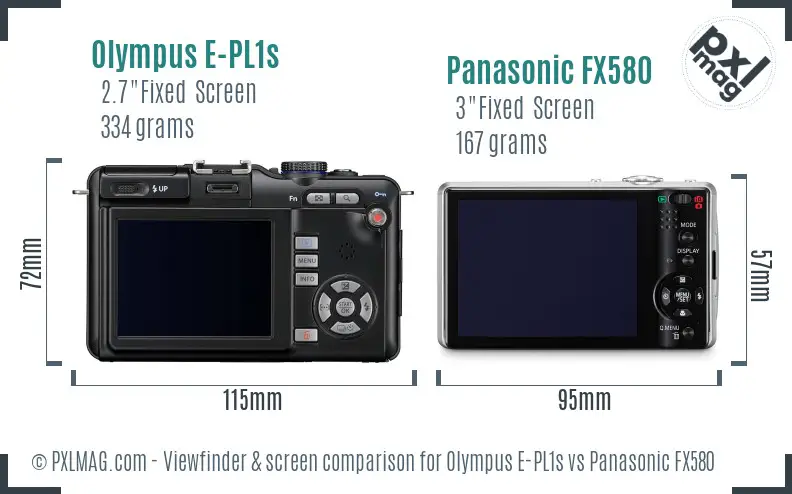 Olympus E-PL1s vs Panasonic FX580 Screen and Viewfinder comparison