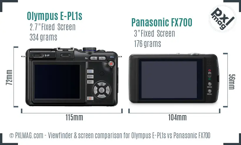 Olympus E-PL1s vs Panasonic FX700 Screen and Viewfinder comparison