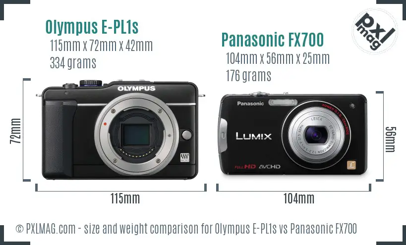 Olympus E-PL1s vs Panasonic FX700 size comparison