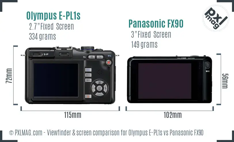 Olympus E-PL1s vs Panasonic FX90 Screen and Viewfinder comparison