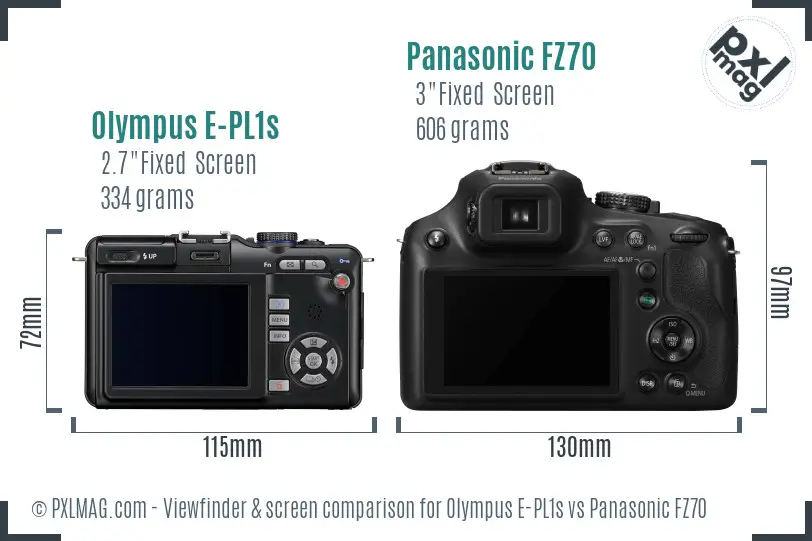 Olympus E-PL1s vs Panasonic FZ70 Screen and Viewfinder comparison