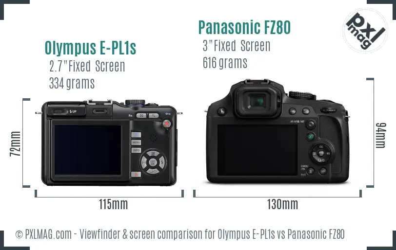 Olympus E-PL1s vs Panasonic FZ80 Screen and Viewfinder comparison