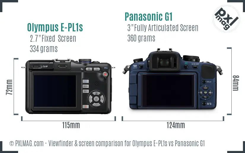 Olympus E-PL1s vs Panasonic G1 Screen and Viewfinder comparison