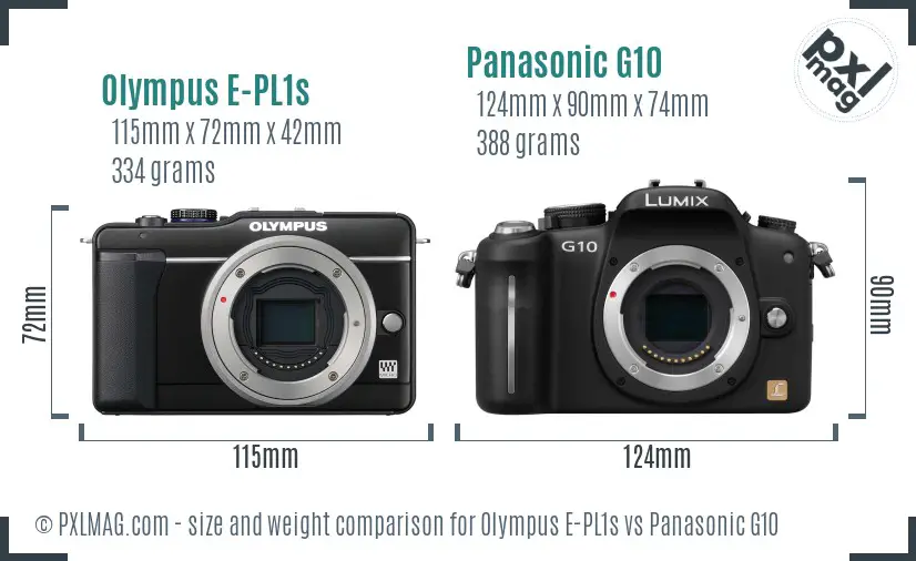 Olympus E-PL1s vs Panasonic G10 size comparison