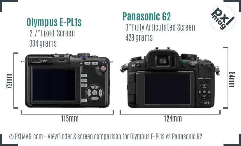 Olympus E-PL1s vs Panasonic G2 Screen and Viewfinder comparison