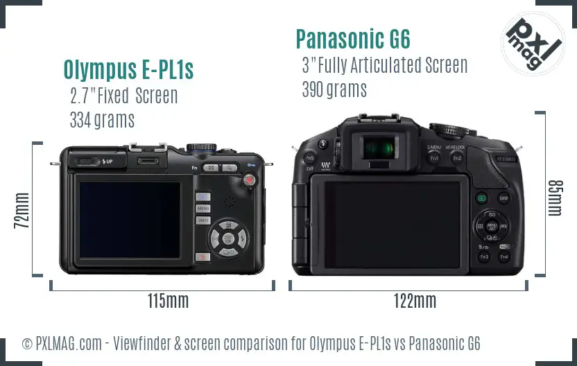 Olympus E-PL1s vs Panasonic G6 Screen and Viewfinder comparison