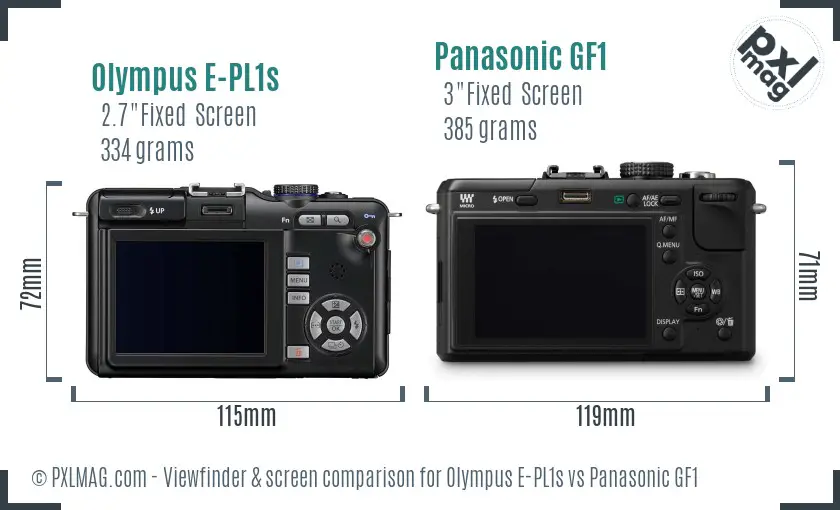 Olympus E-PL1s vs Panasonic GF1 Screen and Viewfinder comparison