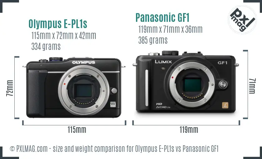 Olympus E-PL1s vs Panasonic GF1 size comparison