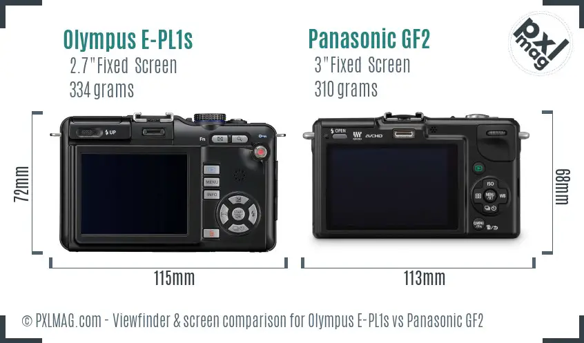Olympus E-PL1s vs Panasonic GF2 Screen and Viewfinder comparison