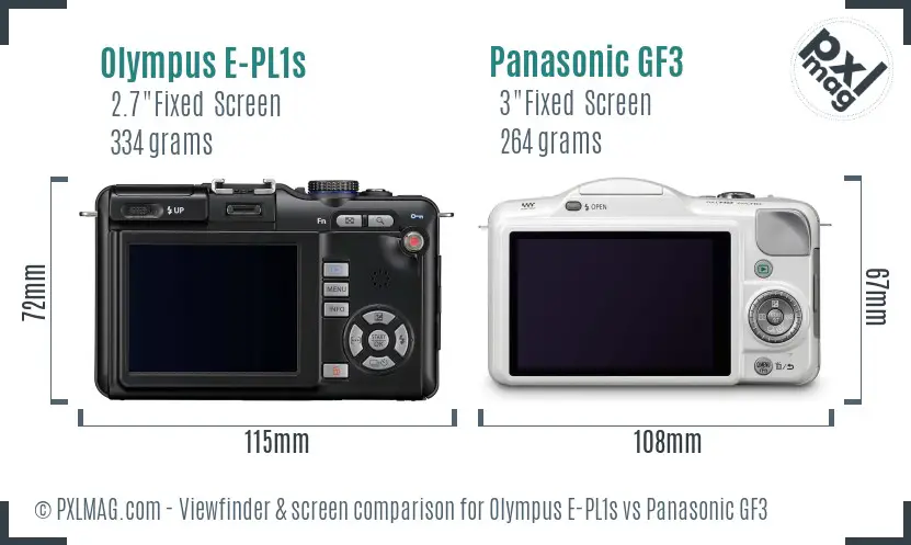 Olympus E-PL1s vs Panasonic GF3 Screen and Viewfinder comparison