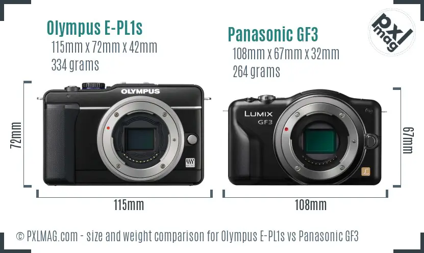 Olympus E-PL1s vs Panasonic GF3 size comparison