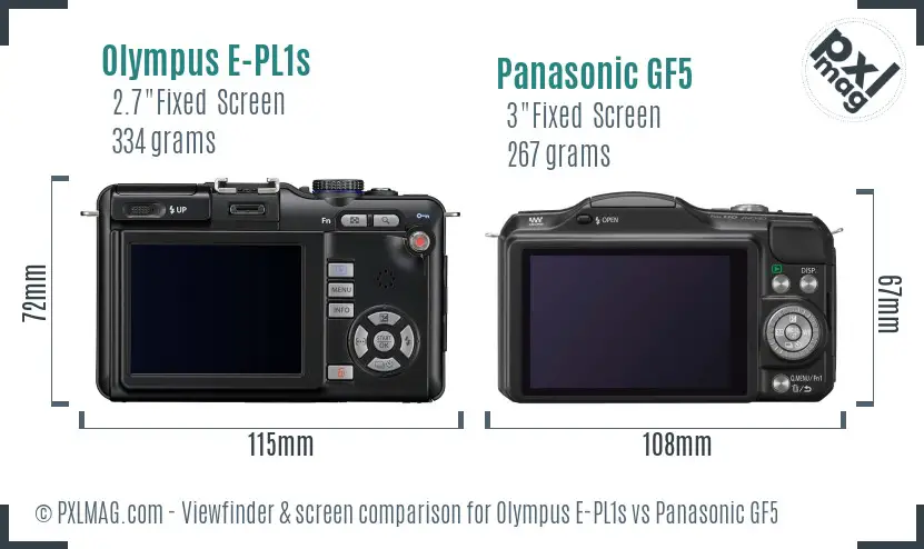 Olympus E-PL1s vs Panasonic GF5 Screen and Viewfinder comparison