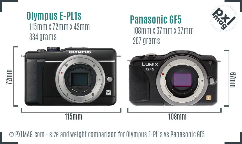 Olympus E-PL1s vs Panasonic GF5 size comparison
